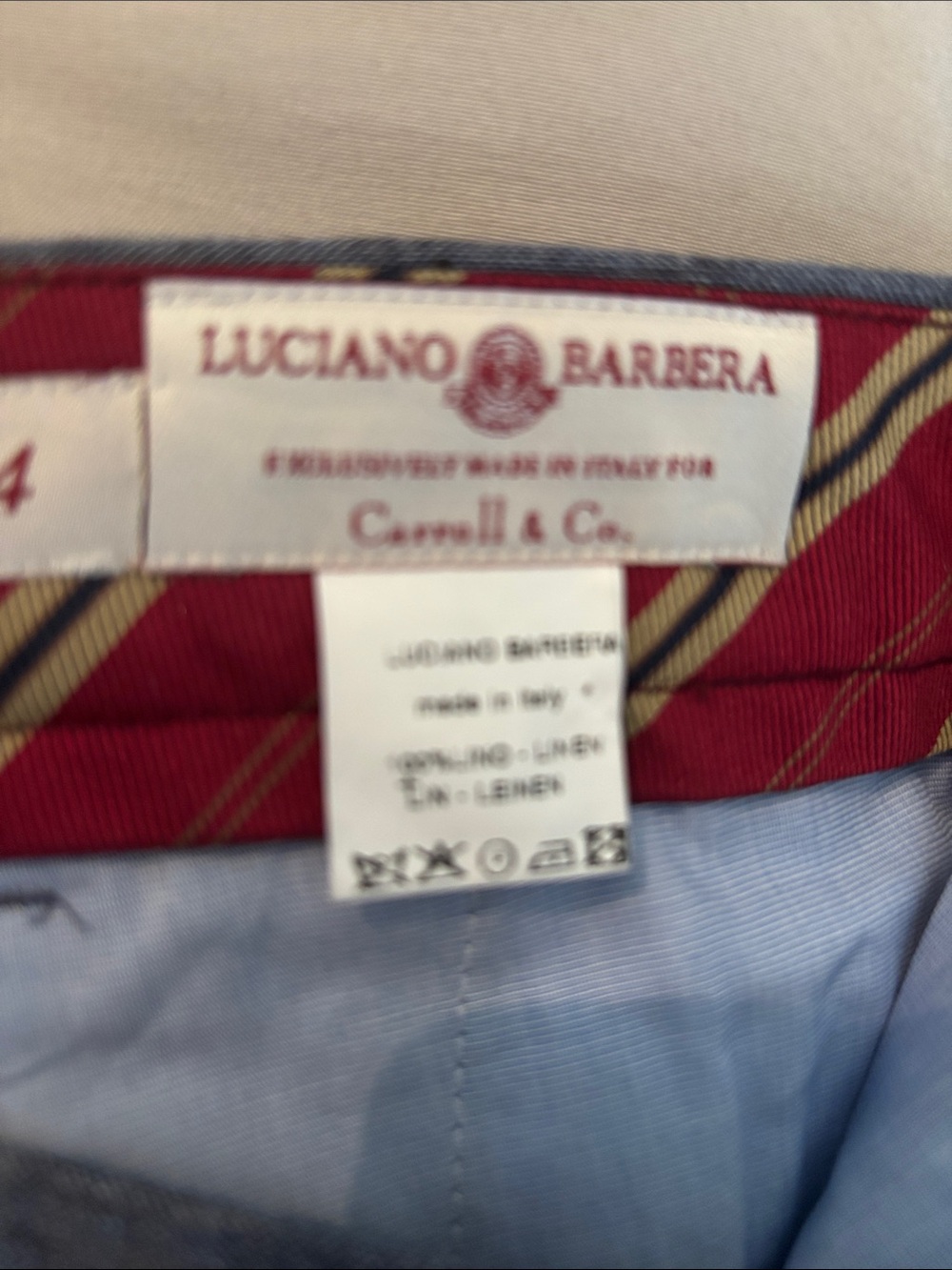 Luciano Barbera Gray Denim-Look Linen Dress Pants - Picture 2 of 5